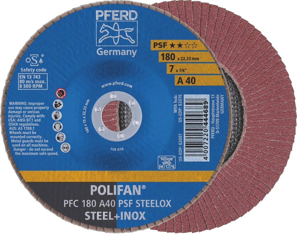 Flap Disc 180x22 40G Alox PSF Steelox Pferd