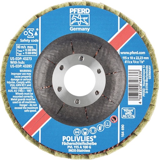 [PFERD.44694101] Flap Disc Polishing 115mm Brown Coarse Pferd