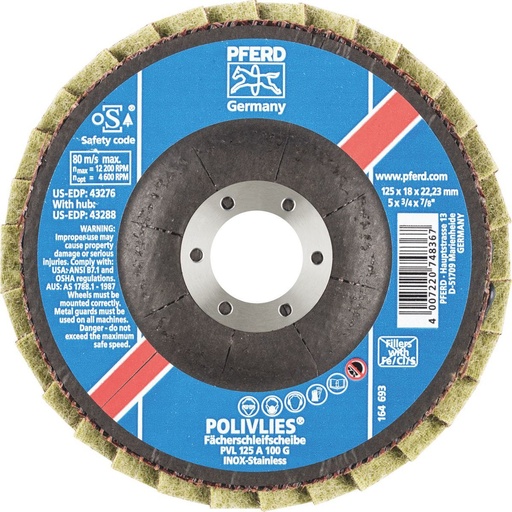 [PFERD.44694111] Flap Disc Polishing 125mm Brown Coarse Pferd