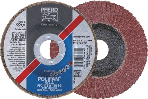 [PFERD.67612100] Flap Disc 100x16 120G Alox SG Steelox Pferd