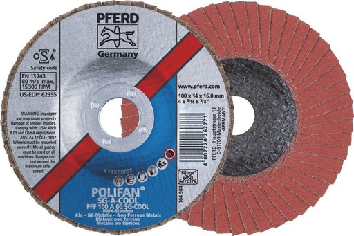 [PFERD.67656100] Flap Disc 100x16 60G Alox SG A-Cool Pferd