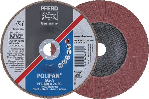 [PFERD.67702185] Flap Disc 180x22 24G Alox SG Steelox Pferd