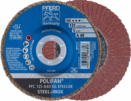 [PFERD.67704125] Flap Disc 125x22 40G Alox SG Steelox Pferd