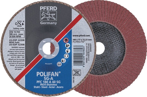 [PFERD.67704185] Flap Disc 180x22 40G Alox SG Steelox Pferd