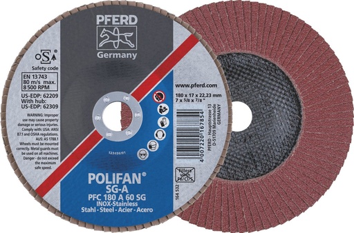 [PFERD.67706185] Flap Disc 180x22 60G Alox SG Steelox Pferd