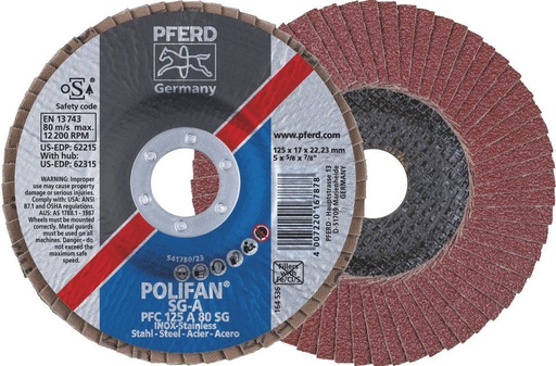 [PFERD.67708125] Flap Disc 125x22 80G Alox SG Steelox Pferd