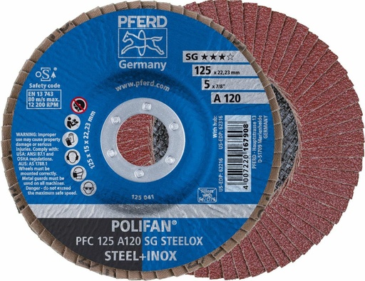[PFERD.67712125] Flap Disc 125x22 120G Alox SG Steelox Pferd