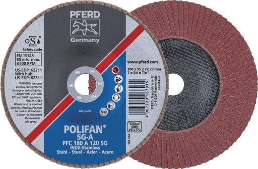 [PFERD.67712185] Flap Disc 180x22 120G Alox SG Steelox Pferd
