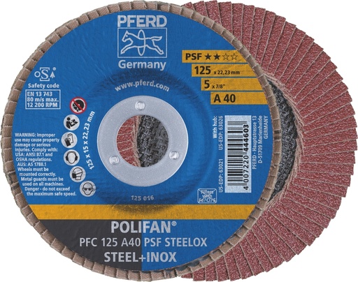 [PFERD.67744125] Flap Disc 125x22 40G Alox PSF Steelox Pferd