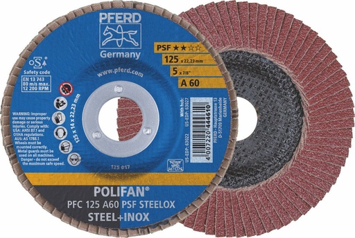 [PFERD.67746125] Flap Disc 125x22 60G Alox PSF Steelox Pferd