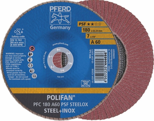 [PFERD.67746185] Flap Disc 180x22 60G Alox PSF Steelox Pferd