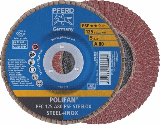 [PFERD.67748125] Flap Disc 125x22 80G Alox PSF Steelox Pferd