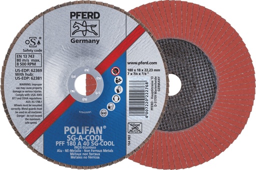 [PFERD.67754185] Flap Disc 180x22 40G Alox SG A-Cool Pferd