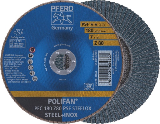 [PFERD.67768185] Flap Disc 180x22 80G Zirconia PSF Steelox Pferd