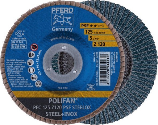 [PFERD.67769125] Flap Disc 125x22 120G Zirconia PSF Steelox Pferd