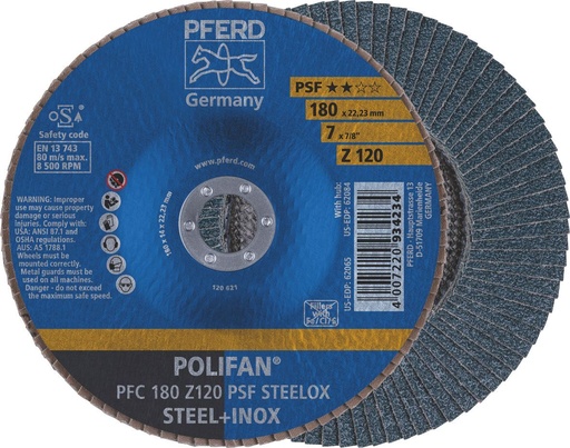 [PFERD.67769185] Flap Disc 180x22 120G Zirconia PSF Steelox Pferd