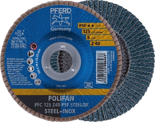 [PFERD.67770124] Flap Disc 125x22 40G Zirconia PSF Steelox Pferd