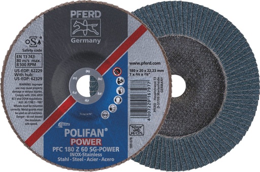 [PFERD.67786185] Flap Disc 180x22 60G Zirconia SG Power Pferd