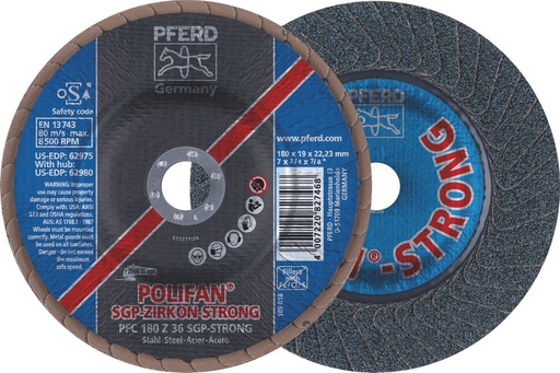 [PFERD.67788080] Flap Disc 180x22 36G Zirconia SGP Strong Pferd