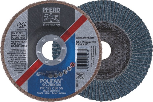 [PFERD.67788126] Flap Disc 125x22 80G Zirconia SG Steelox Pferd