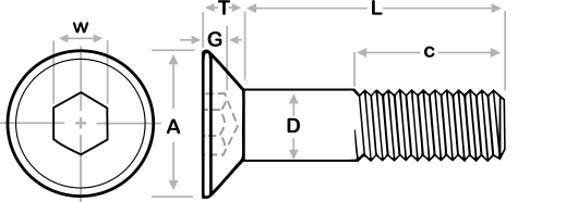 Flat head socket screw dimensions