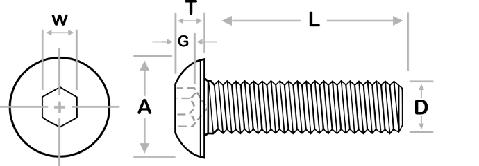 Button Head Screw dimensions