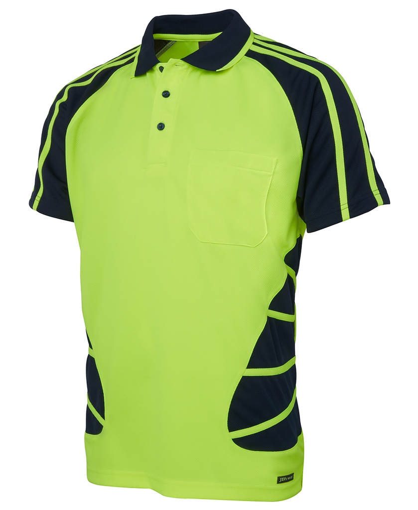 Spider Polo S/Sleeve Yellow/Navy Hi Vis 160GSM (Large) JB'S