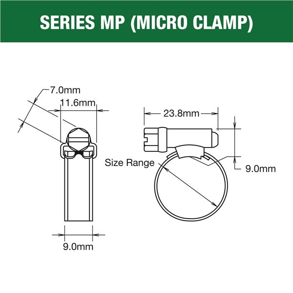 Clamp Hose 13-20mm Part SS Solid Band MP00