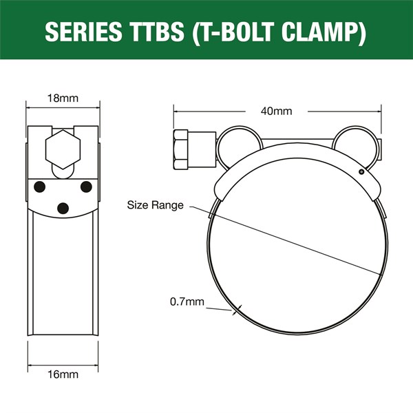 T-Bolt Clamp 26-28mm Full Stainless