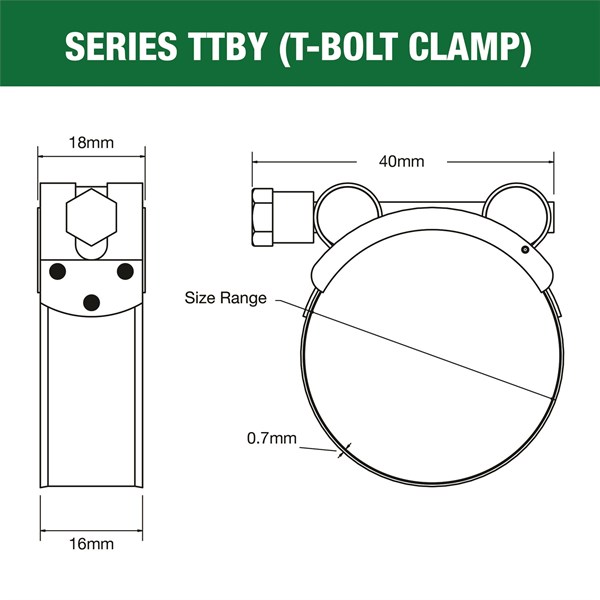 T-Bolt Clamp 17-19mm Tridon