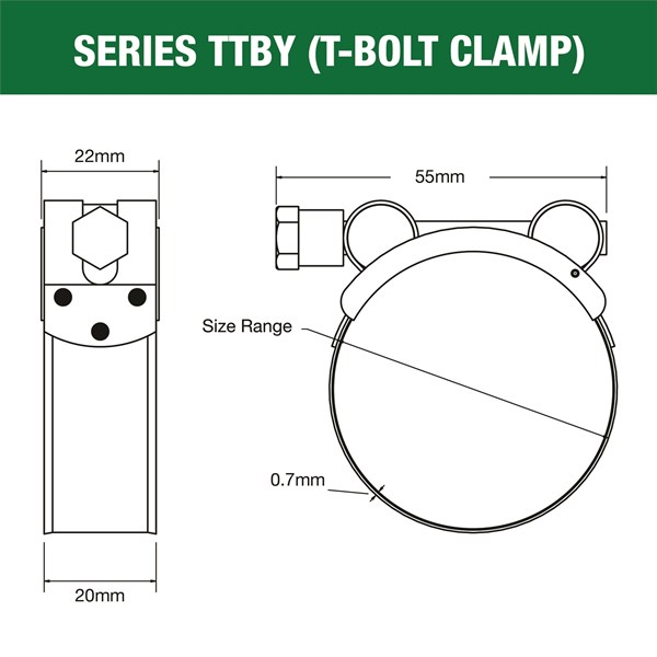 T-Bolt Clamp 36-39mm Tridon