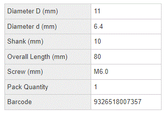 Counterbore 11mm Diam suit M6 Cap Screw