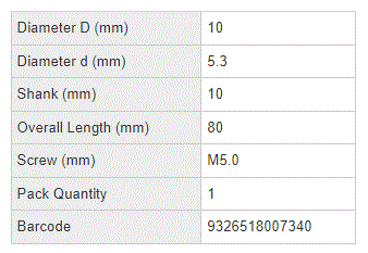 Counterbore 10mm Diam suit M5 Cap Screw