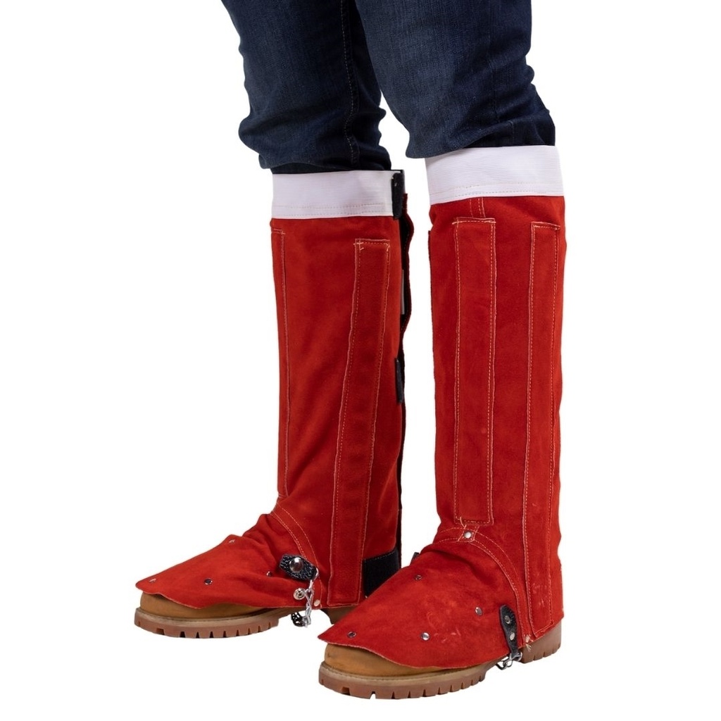 Welding Leggings Leather Metatarsal Guard Big Red