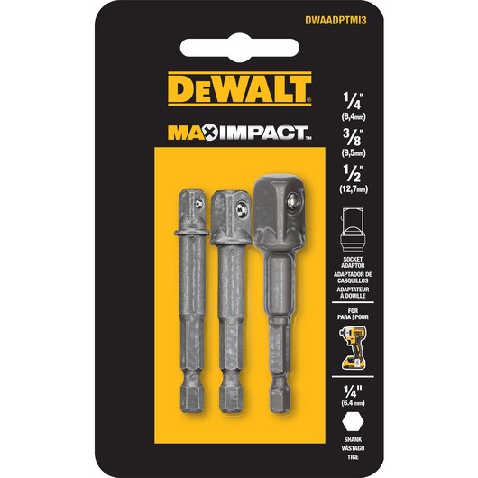 Hex to Socket Adaptor Set 1/4"Hex 50mm Dewalt