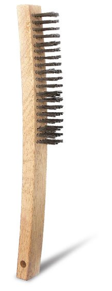 Hand Scratch Brush 3 Row Inox Wood Long Handle