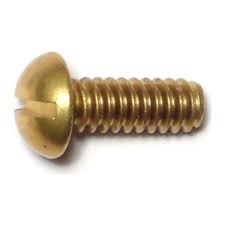 1/4x1-1/2 BSW Metal Thread Screw Brass Round Slot