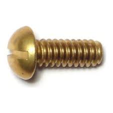 1/4x1 BSW Metal Thread Screw Brass Round Slot