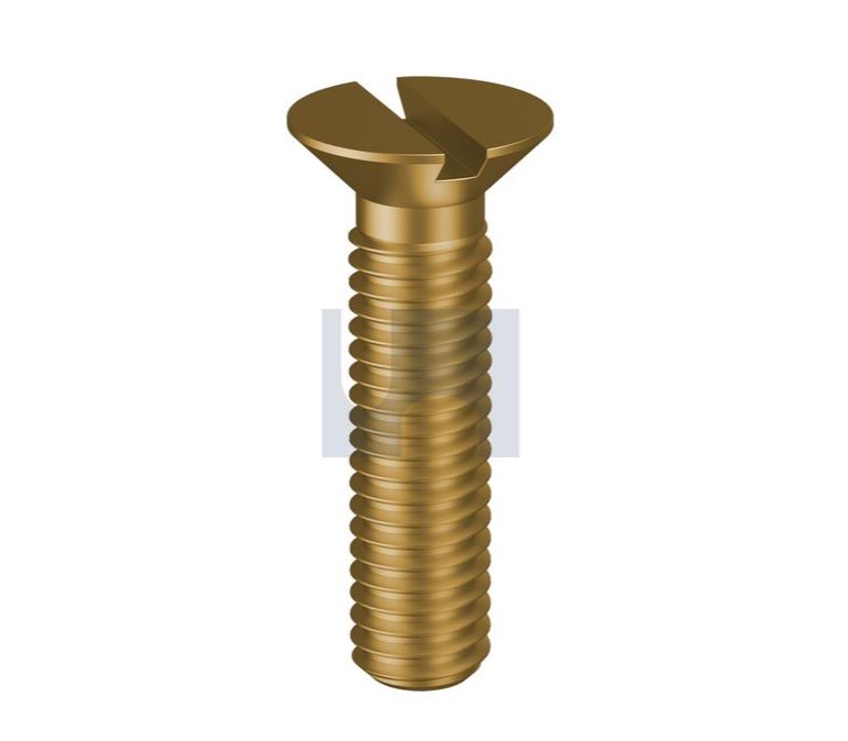 3/16x1 BSW Metal Thread Screw Brass Csk Slot