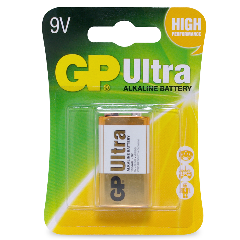Battery 9V Alkaline GP Ultra 1pk
