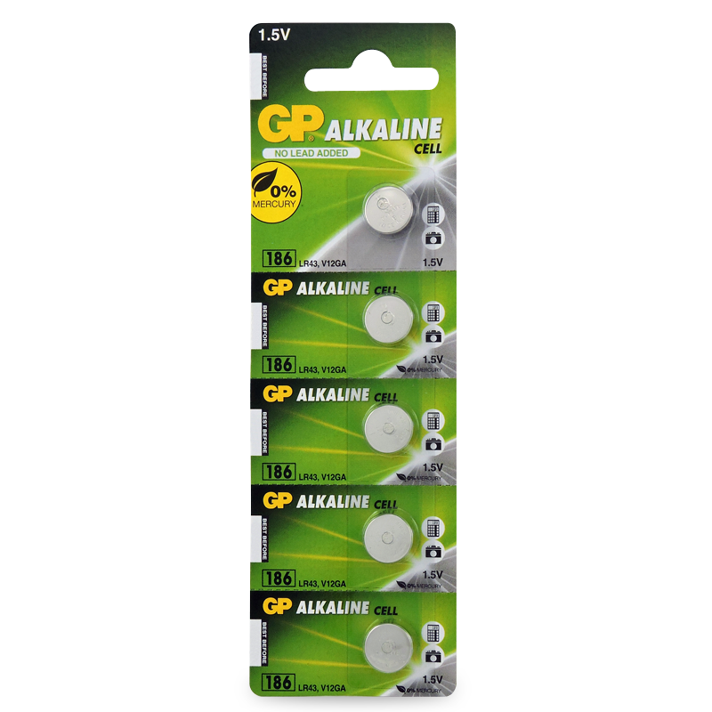 Battery Button LR43W 1.5V GP Alkaline