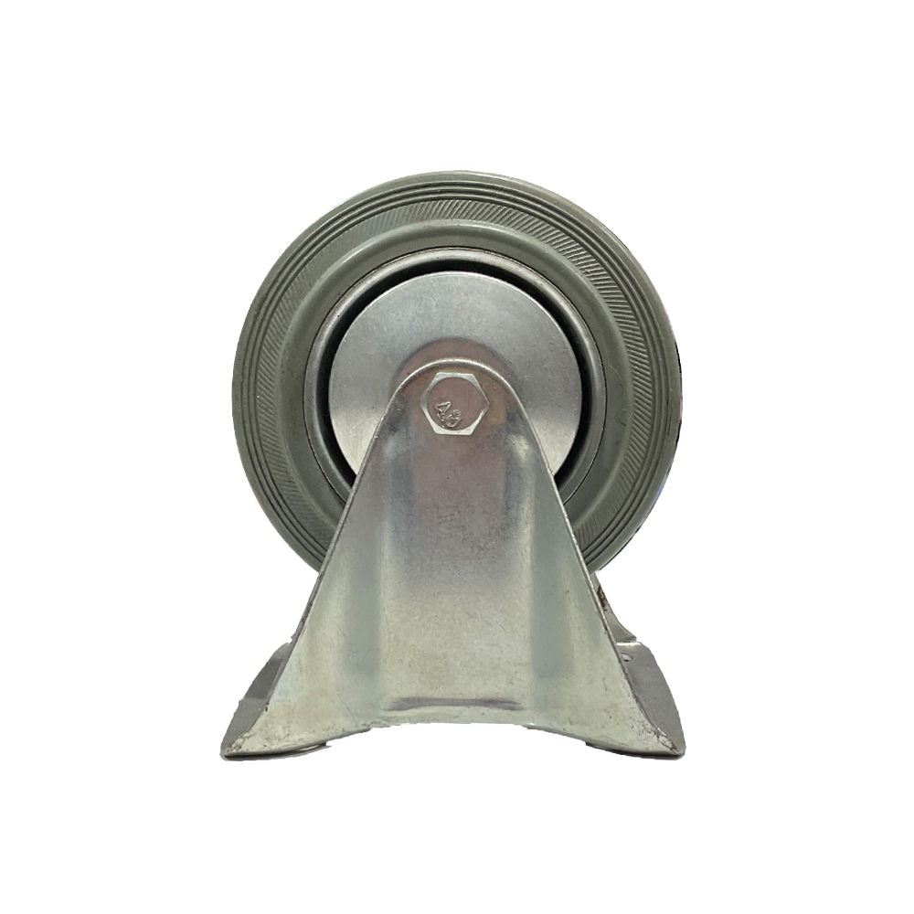 Castor 3" Fixed Grey Rubber Metal Center Euro