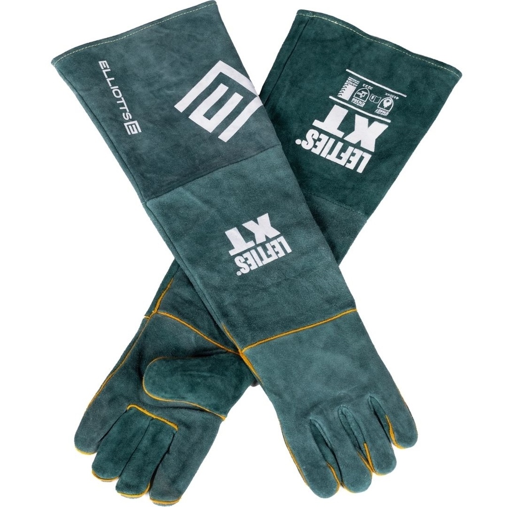 Welding Glove Gauntlet Left Hand Green Extended