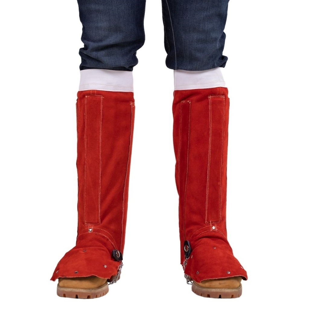 Welding Leggings Leather Metatarsal Guard Big Red