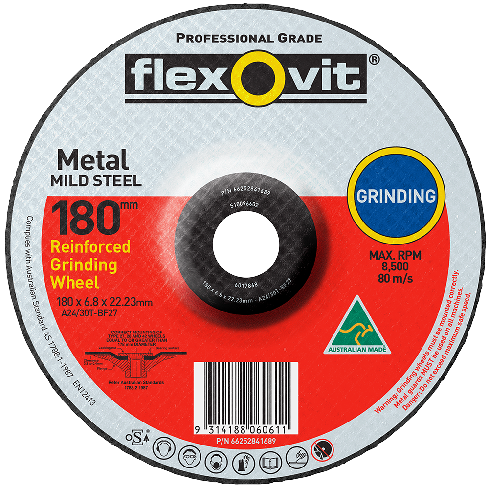 Grinding Disc 180x6.8x22 Metal A24/30T Flexovit