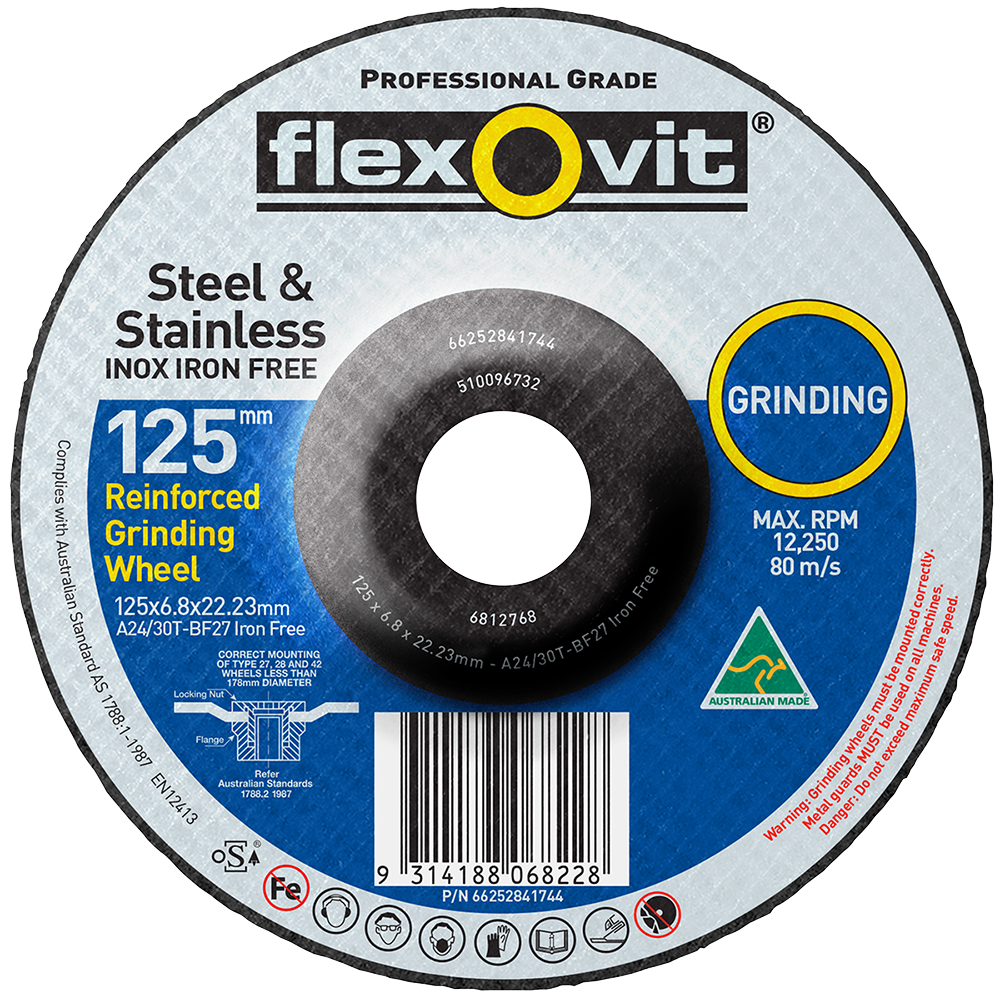 Grinding Disc 125x6.8x22.2 Inox A24/30T Flexovit