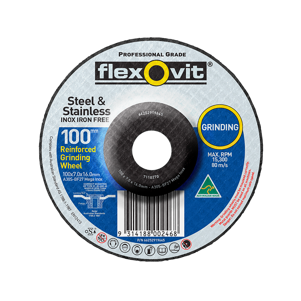 Grinding Disc 100x6.0x16 Inox A24/30T Flexovit