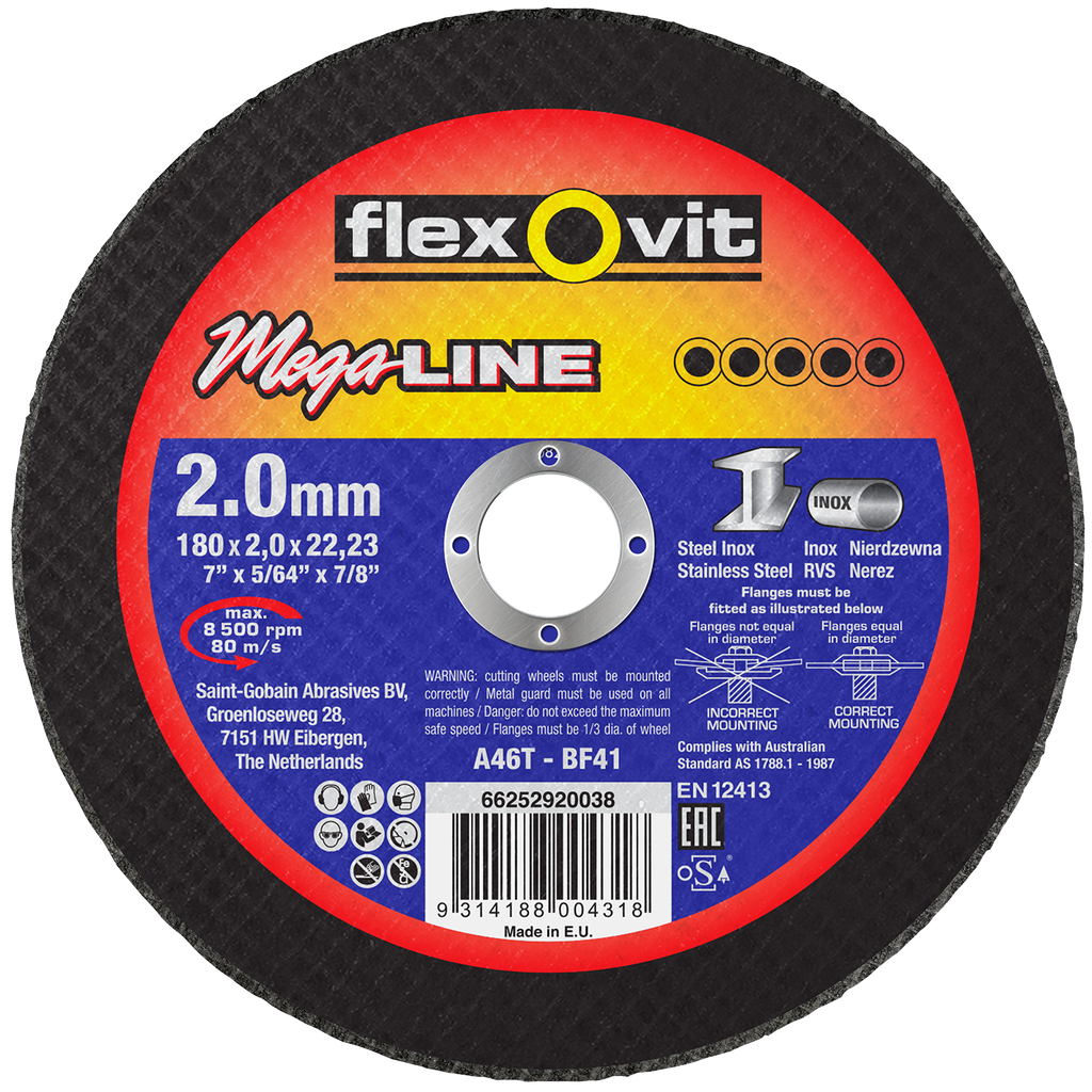 Cut Off Disc 178x2.0x22 Inox A46TBF41 Flexovit