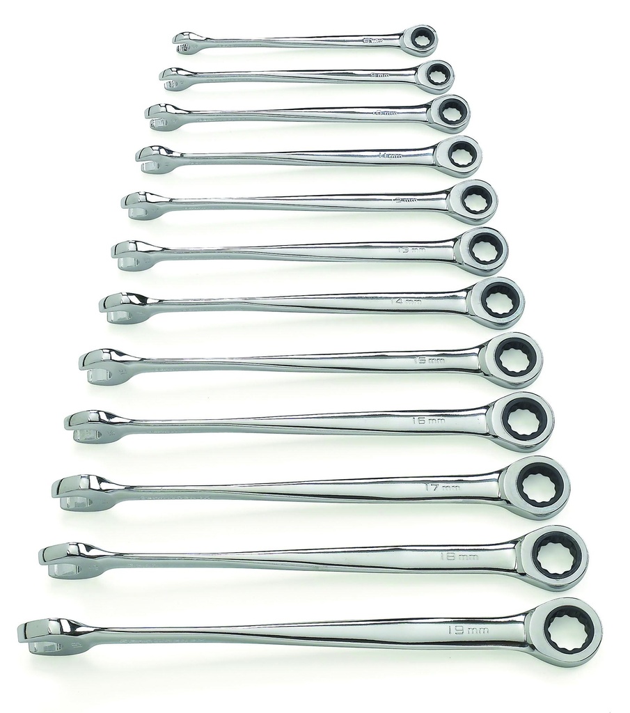 Gear Ratchet Spanner Set One Way XL Xbeam Met 12pc