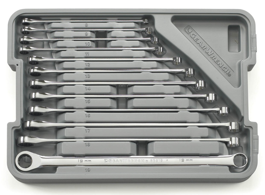 Gear Ratchet Spanner Set Single Ring XL 8-19mm